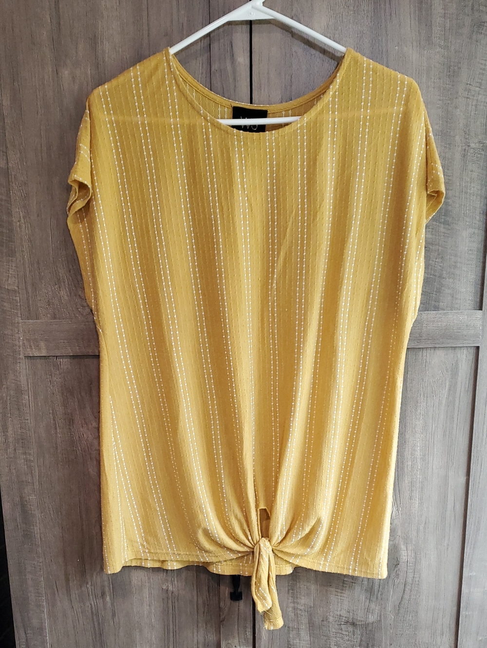 W5 Mustard Yellow Short Sleeve Tie-Front Top
